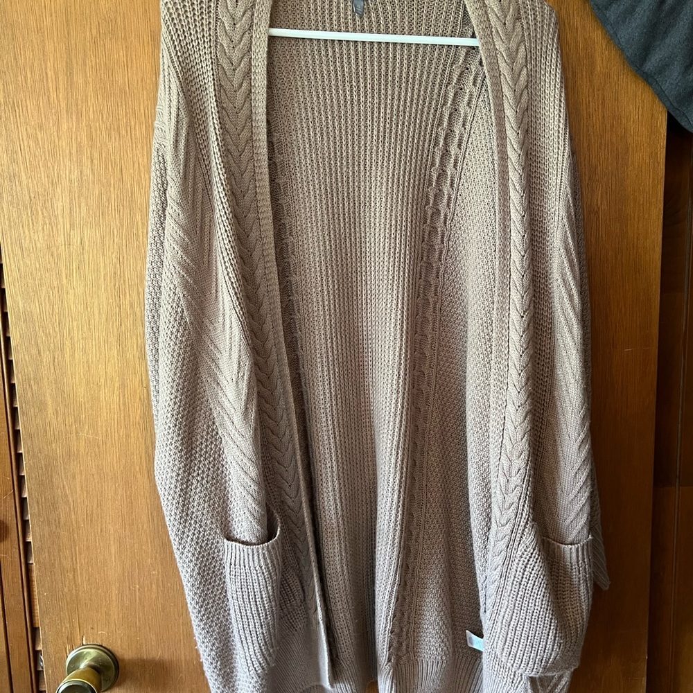 Women's Tan/Rose Sweater Cardigan